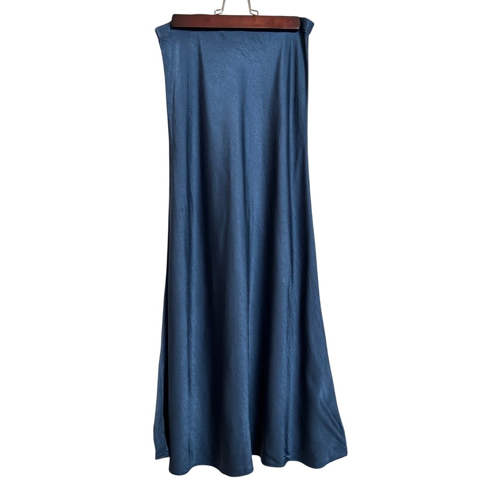 Ghost London Maxi Skirt Evening‎ XS Blue Minimalist Flowy Silky Boho